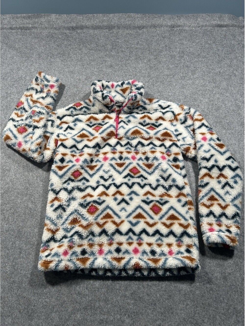 Eddie Bauer Women's Plush Aztec Pattern 1/4 Zip Fleece Pullover